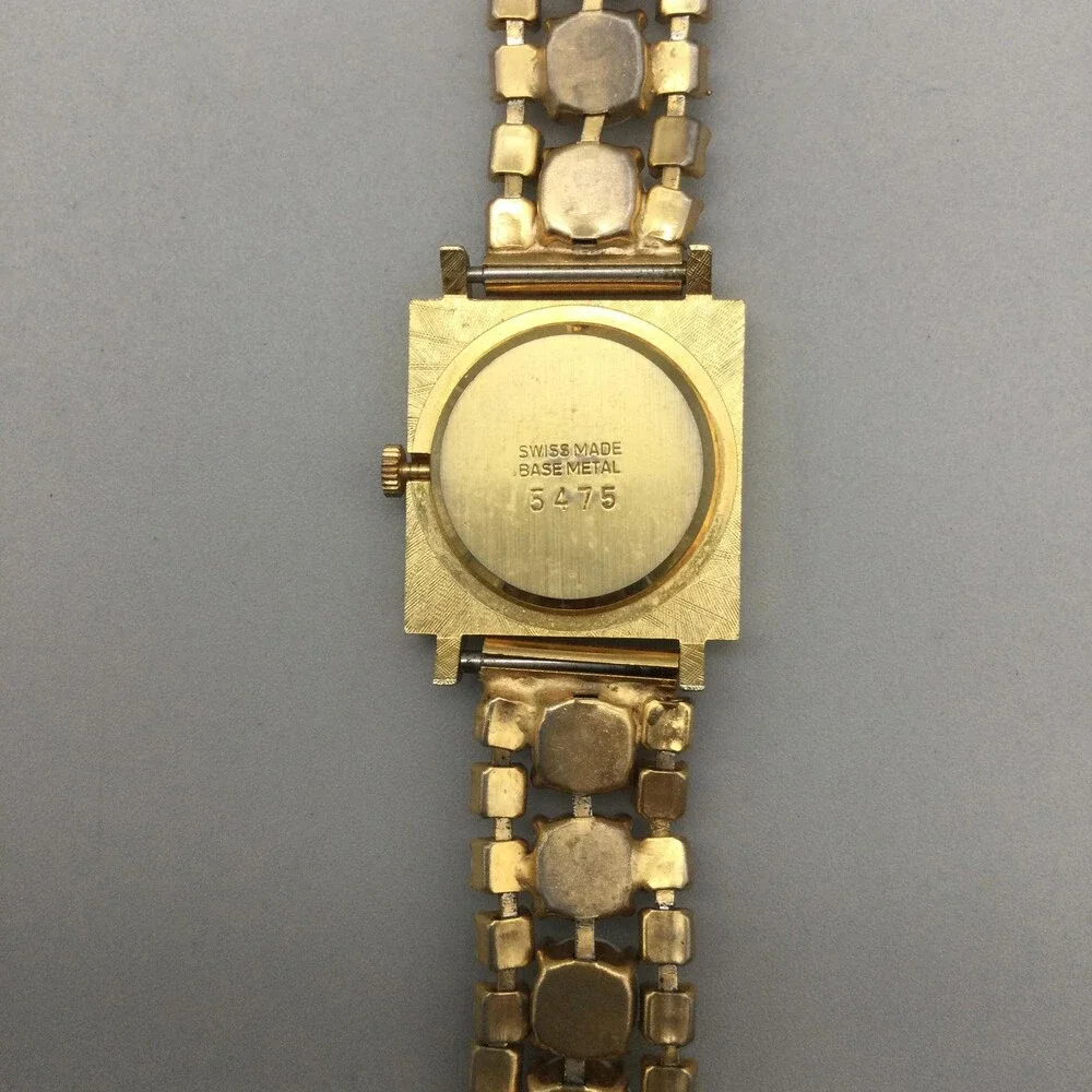 Vintage Lausanne Womens Watch 26mm Gold Tone MOP Dial Cabochon Manual Wind